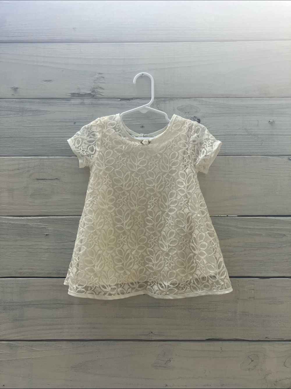Cream dress with Lace Overlay